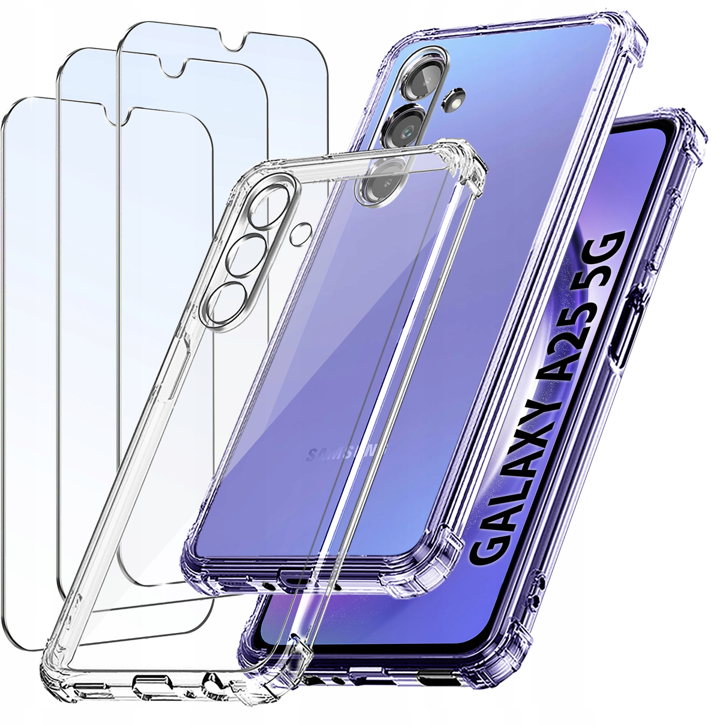 ZESTAW Etui do Samsung A25 5G ANTI-SHOCK Clear Wzmacniane + 3 SZTUKI SZKŁO – Ochrona na najwyższym poziomie