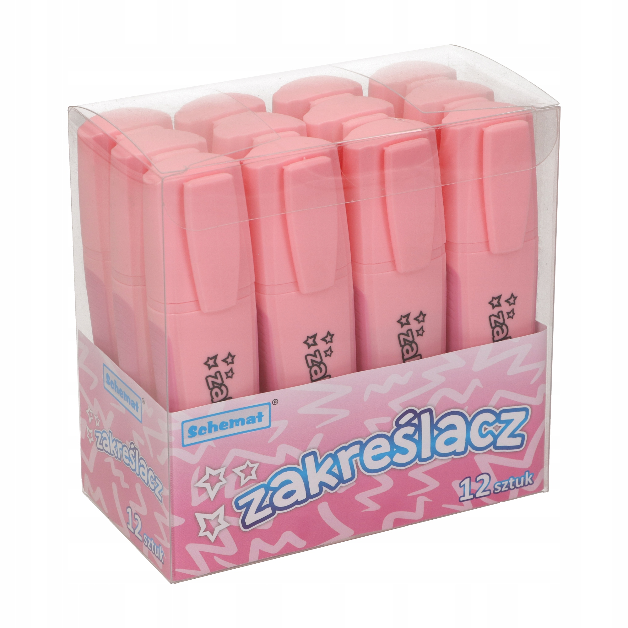 Zakreślacz pastelowy różowy (12szt) – Idealny do biura i szkoły