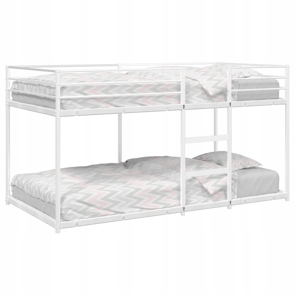 vidaXL Łóżko piętrowe bez materaca, białe, 75x190 cm, stal – Idealne rozwiązanie do małych przestrzeni
