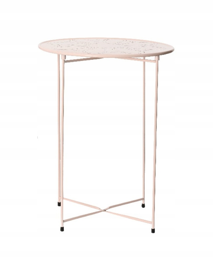 Stolik kawowy okrągły metalowy ozdobny 62x46,5 cm – Idealny do ogrodu i na taras