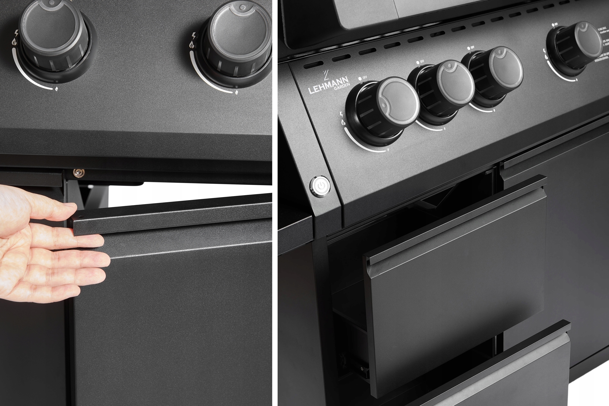 Grill gazowy Ogrodowy ŻELIWNY LEHMANN 4+1 premium 17,2 kW + szafka na butlę Głębokość grilla 56 cm