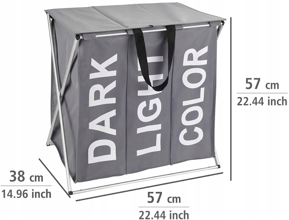 Pojemność 118 litrów – Idealny do segregacji prania