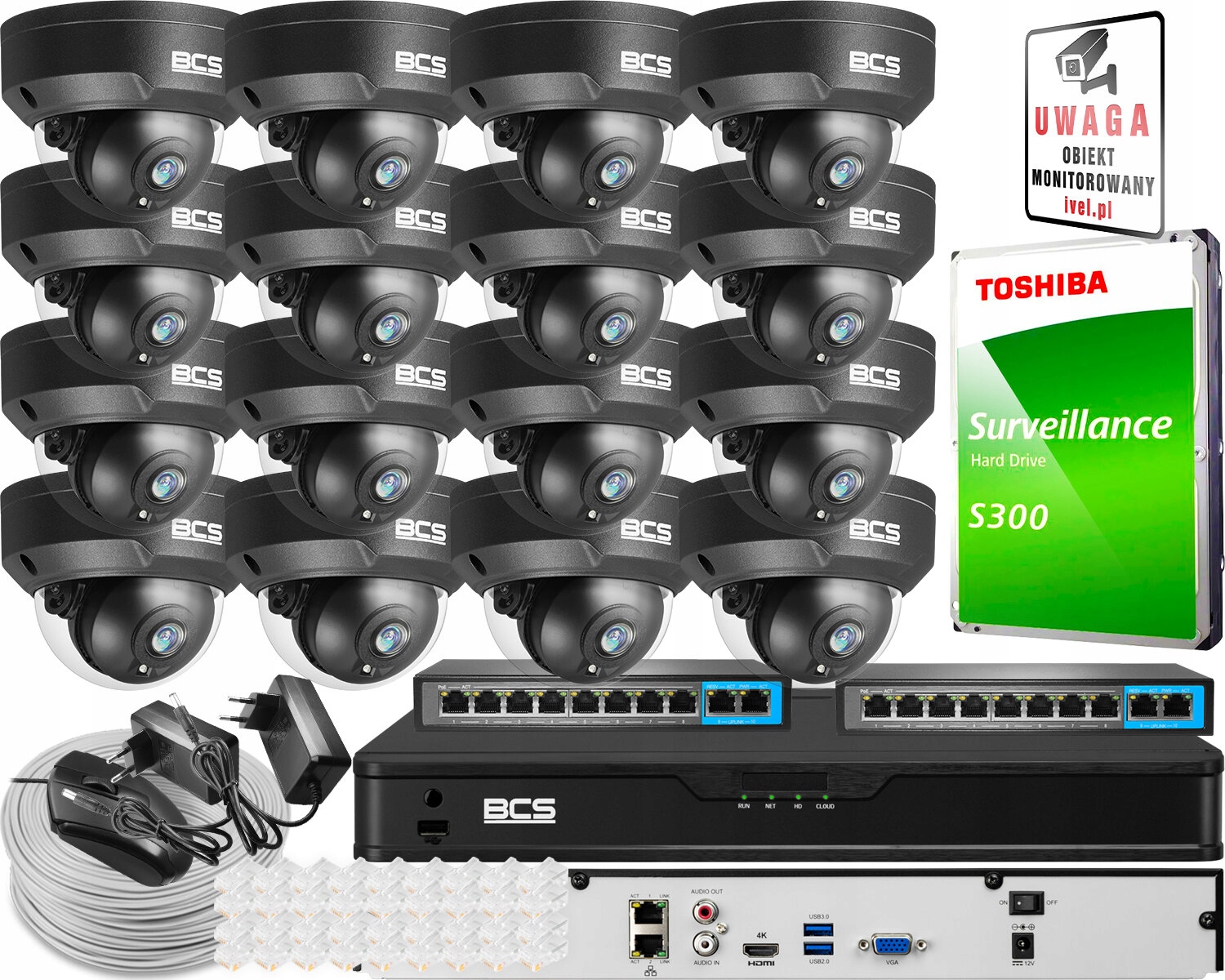 Zestaw do monitoringu 16x BCS-P-DIP25FSR3-Ai2-G 5Mpx – Kompleksowe rozwiązanie dla Twojego bezpieczeństwa