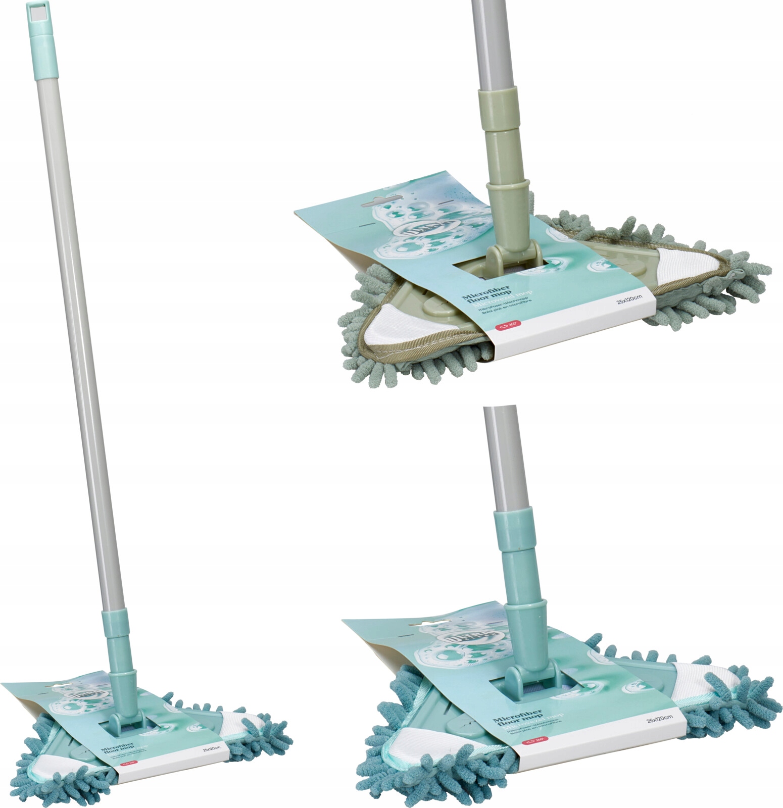 Mop podłogowy płaski trójkątny metalowy trzonek mix kolorów 25x120cm – Idealne rozwiązanie do sprzątania