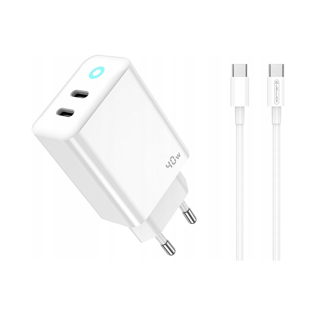 Ładowarka sieciowa JELLICO EU19 GaN PD 40W 2xUSB-C – Wydajne ładowanie dla Twoich urządzeń
