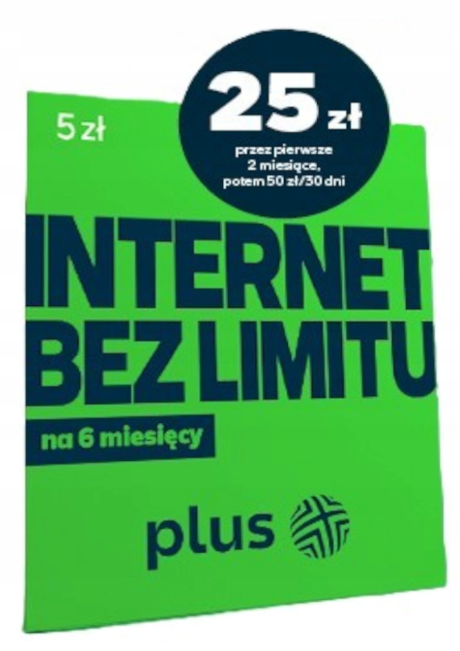 Karta Startowa PLUS 5zł – Nielimitowany internet na 6 miesięcy