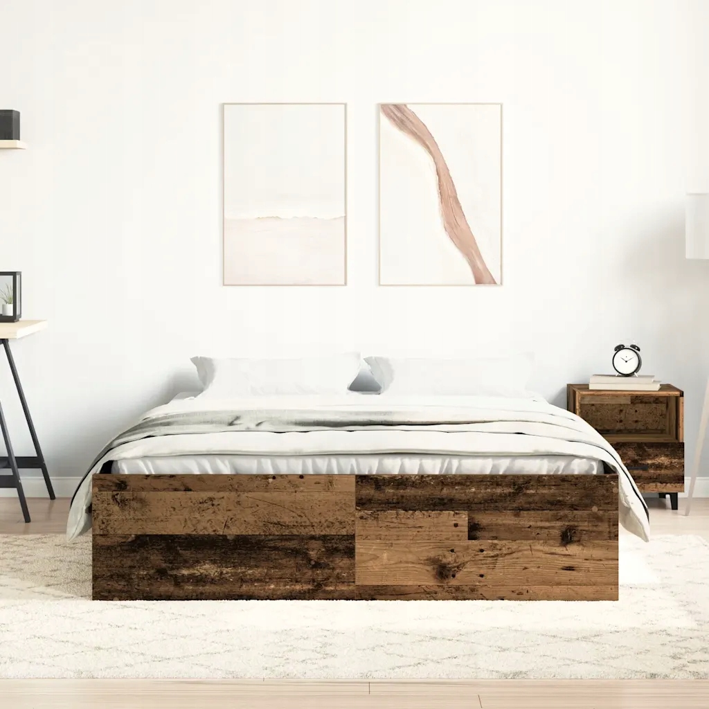 Rama łóżka bez materaca Stare drewno 120x200cm – Komfort i styl w Twojej sypialni