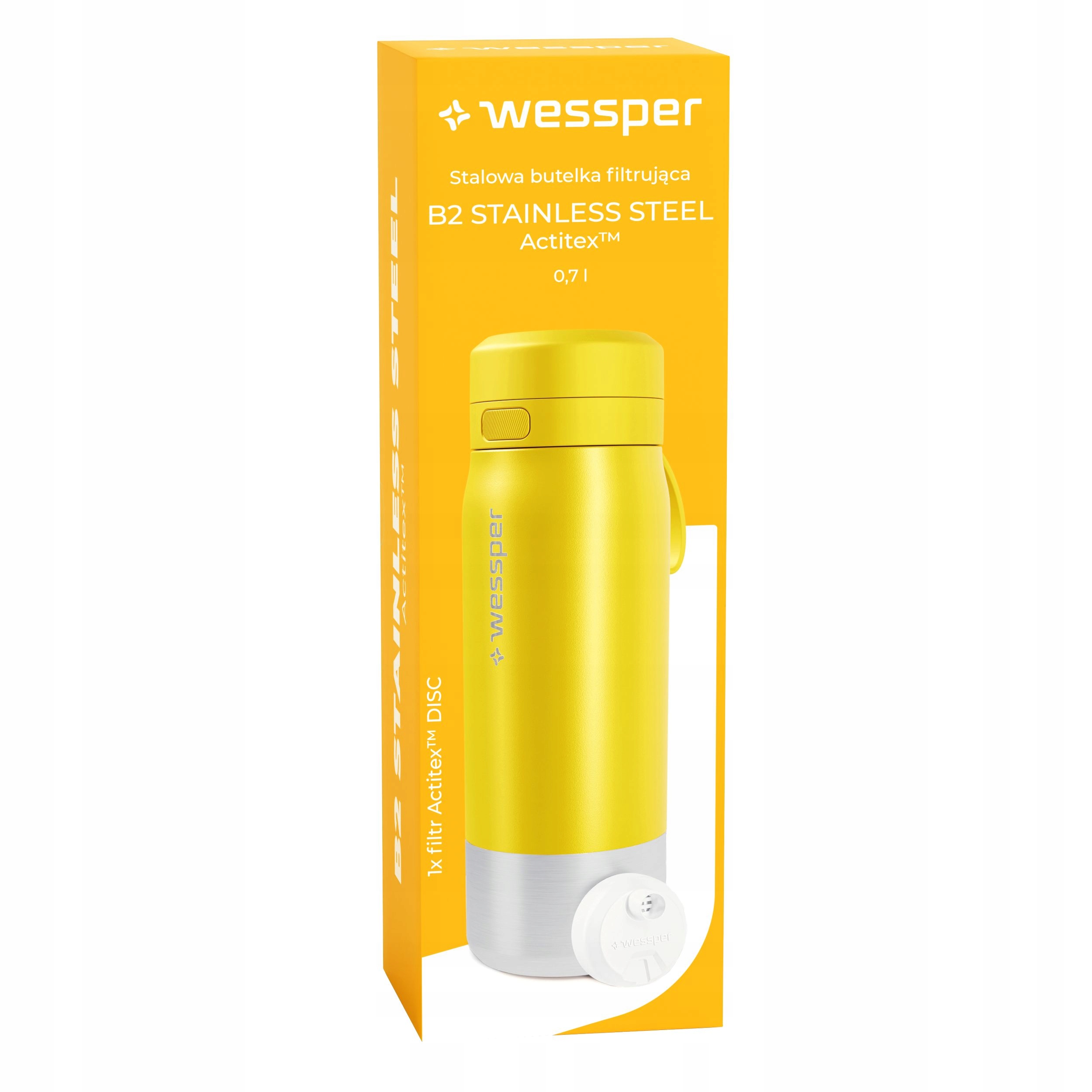Butelka filtrująca Wessper B2 STAINLESS STEEL Actitex™ 700ml – Czysta woda zawsze przy Tobie
