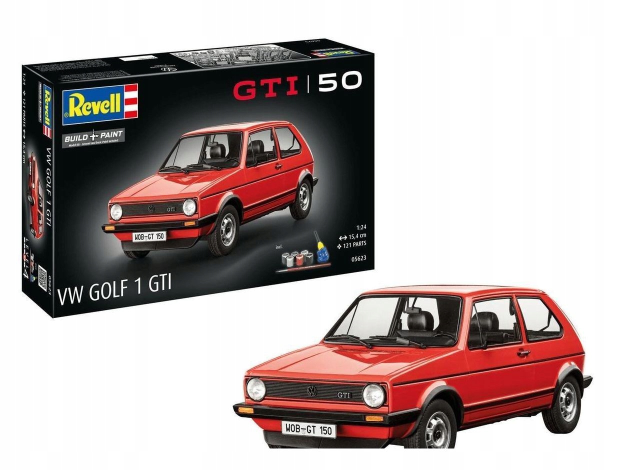 Model plastikowy samochód VW Golf 1 GTI 50 Years – Ikona motoryzacji w skali 1:24