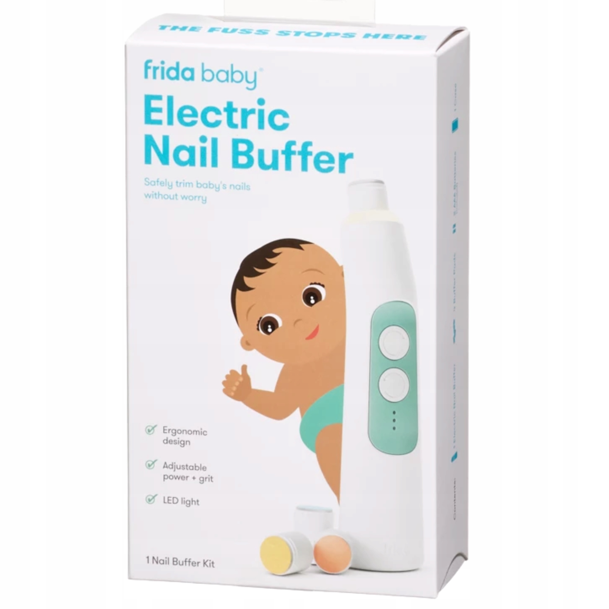 Frida Baby Elektryczny Pilnik Do Paznokci Dla Dzieci Oraz Niemowląt LED Na Baterie + Etui