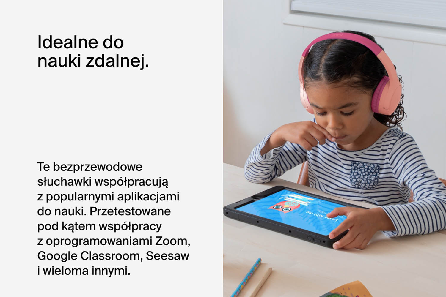 słuchawki bezprzewodowe dla dziewczynki do nauki