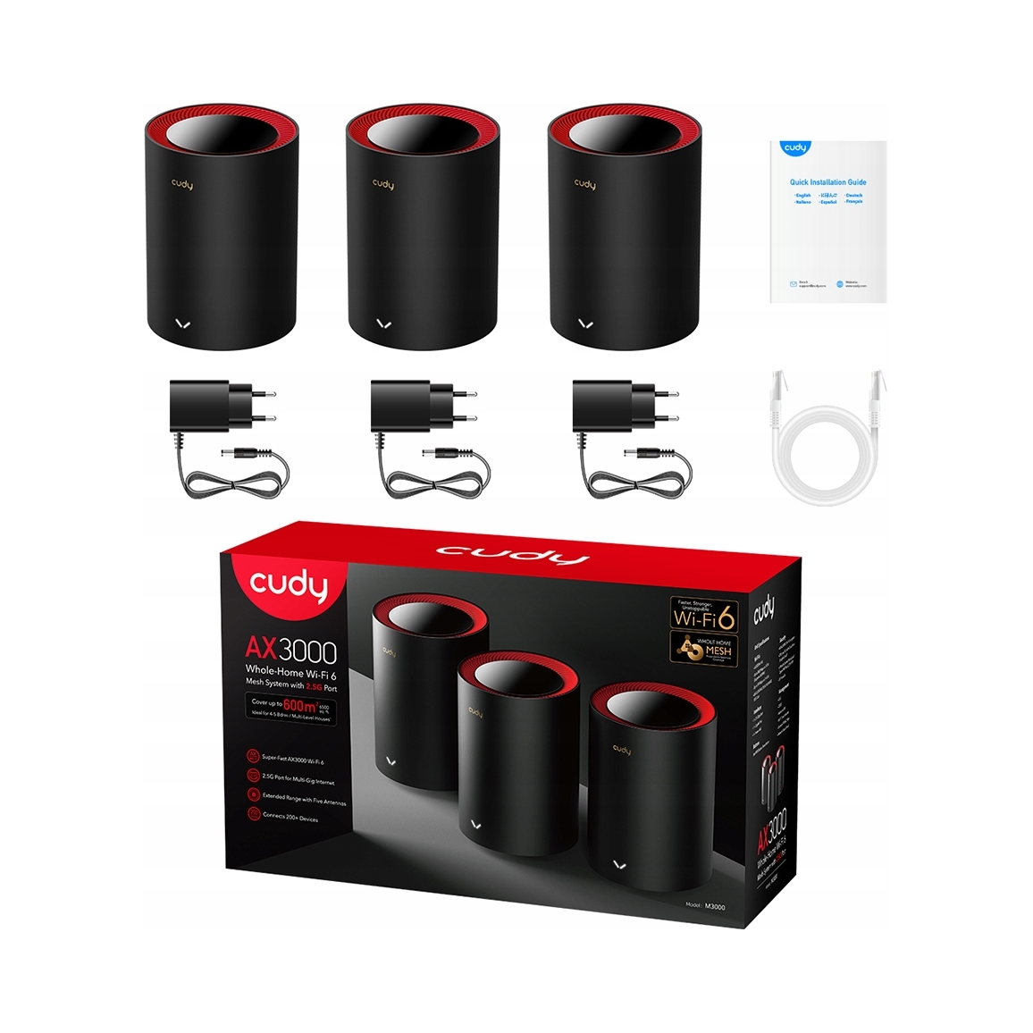 Router Mesh AX3000 M3000 3-pak – Doskonałe pokrycie Wi-Fi w Twoim domu