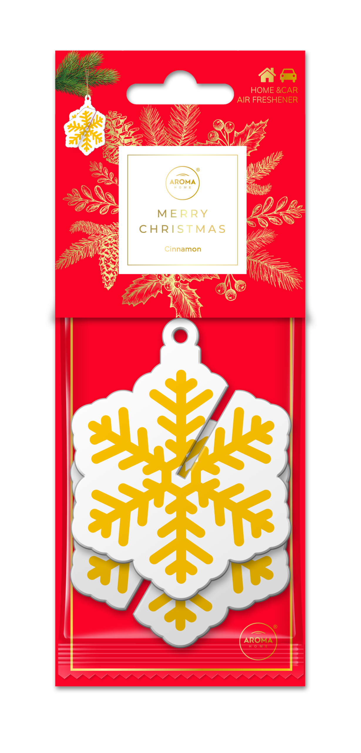 Aroma Car Xmas 3D Snowflake – Świąteczny odświeżacz powietrza z cynamonowym aromatem