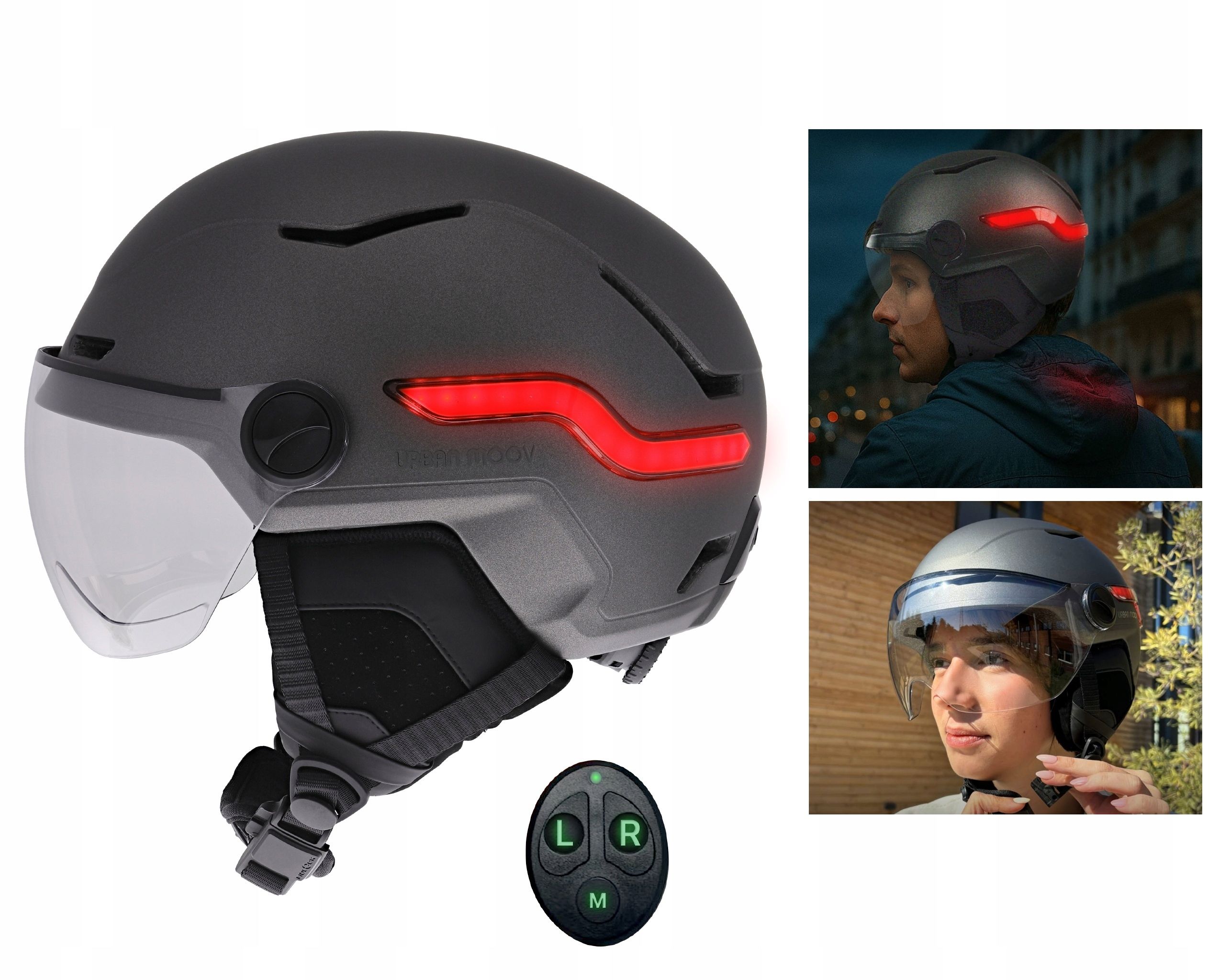Kask LED Kierunkowskazy Światło Stop + Pilot Hulajnoga Rower Skuter M 55-58 – Bezpieczeństwo i styl w jednym