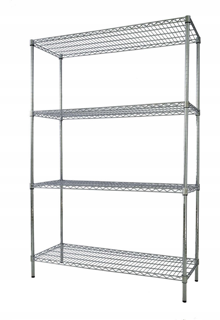 Regał 4-półkowy 1050x450x1800 mm ze stali chromowanej | TECHNICA, Silver Line – Idealne rozwiązanie do przechowywania
