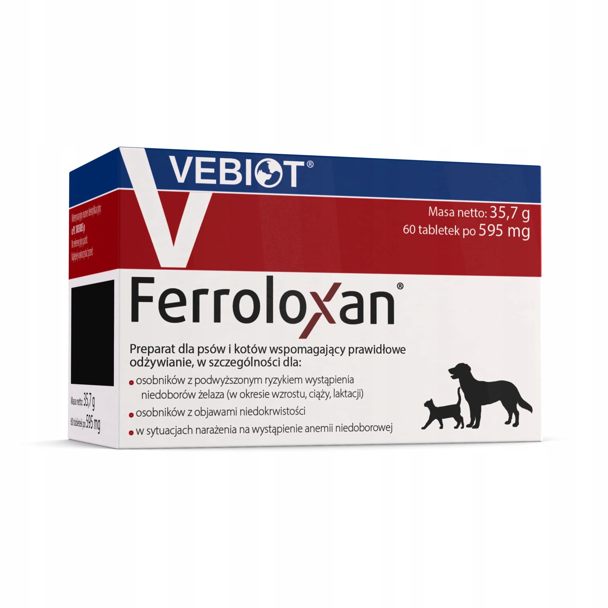 TropiDog VEBIOT Ferroloxan 60 tabletek – Suplement diety dla psów i kotów