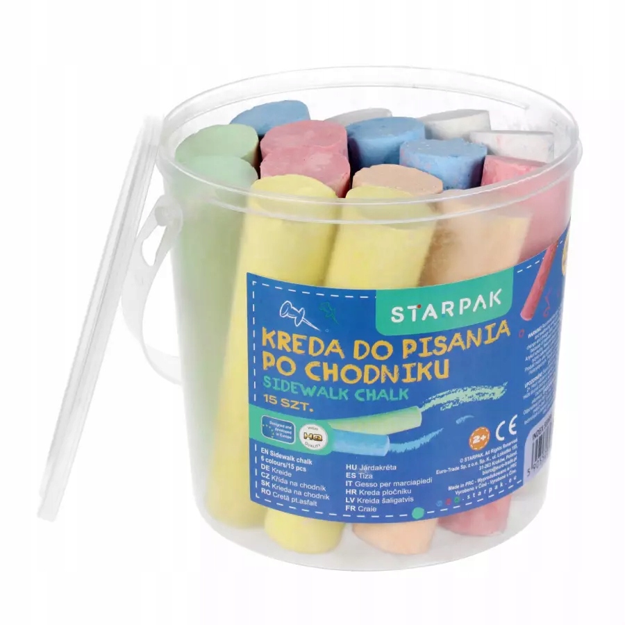 Kreda Chodnikowa 6 kolorów w Wiaderku 15szt Starpak 559666 – Kreatywna zabawa na świeżym powietrzu