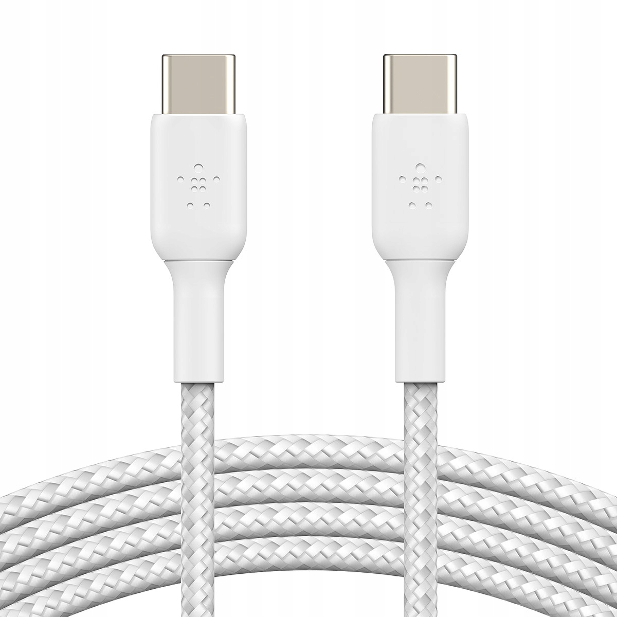 Kabel USB Belkin w oplocie USB-C na USB-C 60W, 0,15 m, biały – Niezawodne ładowanie i transfer danych
