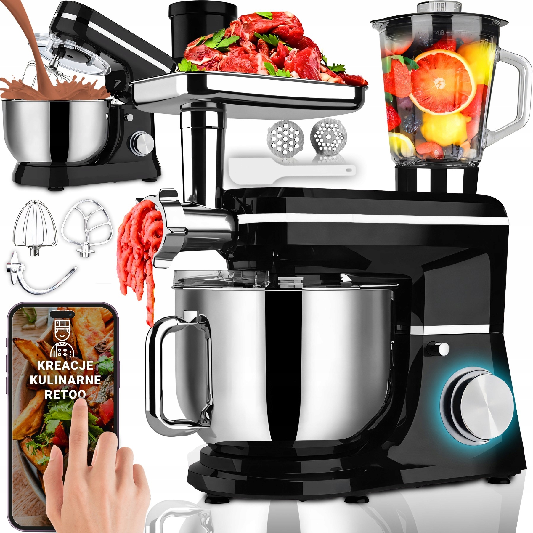 Robot kuchenny planetarny z maszynką do mięsa 5w1 3200 W – Twój niezastąpiony pomocnik w kuchni
