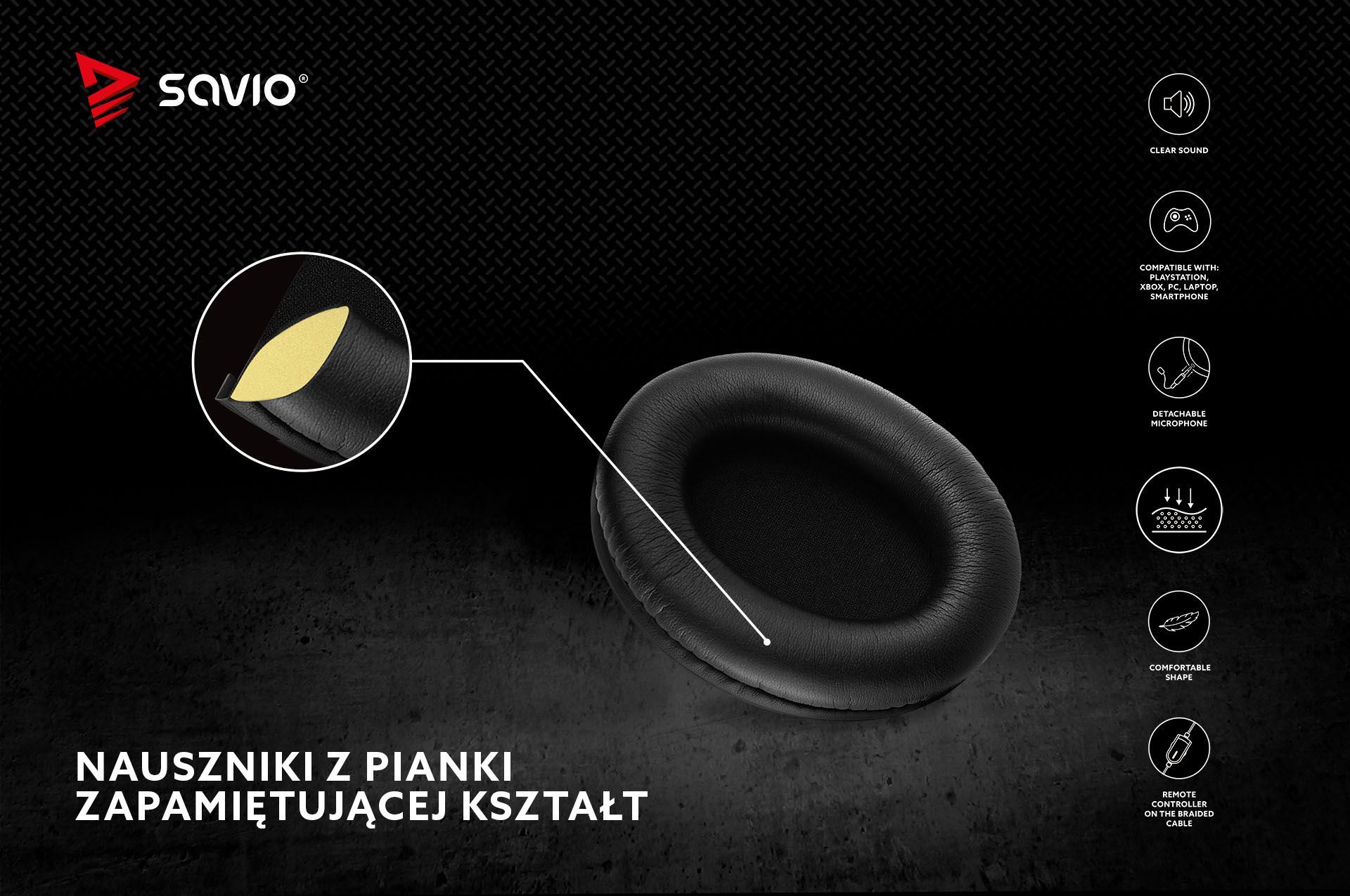 Słuchawki gamingowe z mikrofonem Savio STRATUS