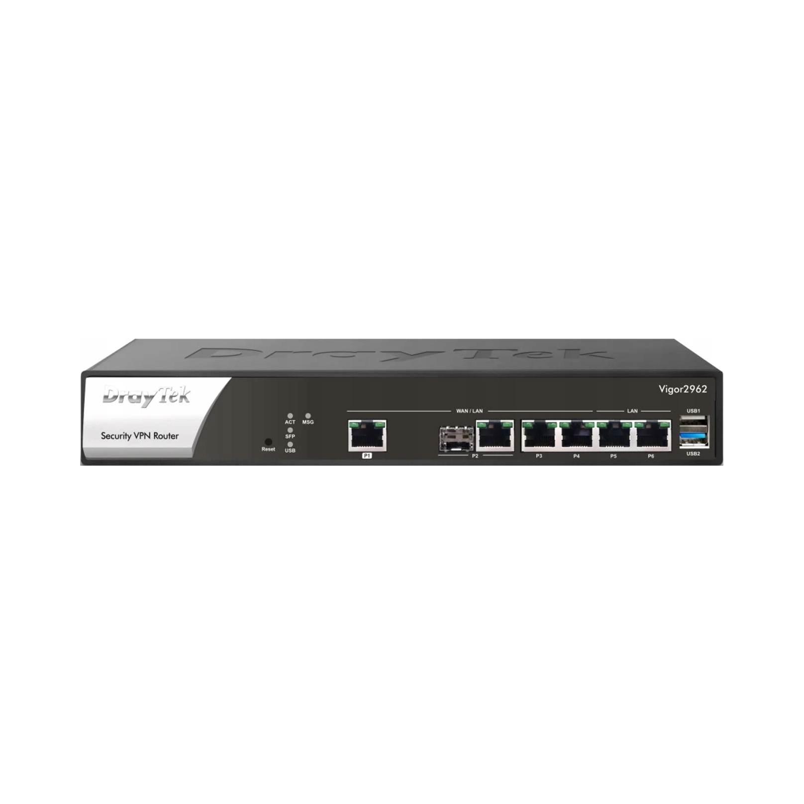 Draytek Vigor 2962 – Przewodowy ruter 2.5 Gigabit Ethernet w kolorze czarnym i białym