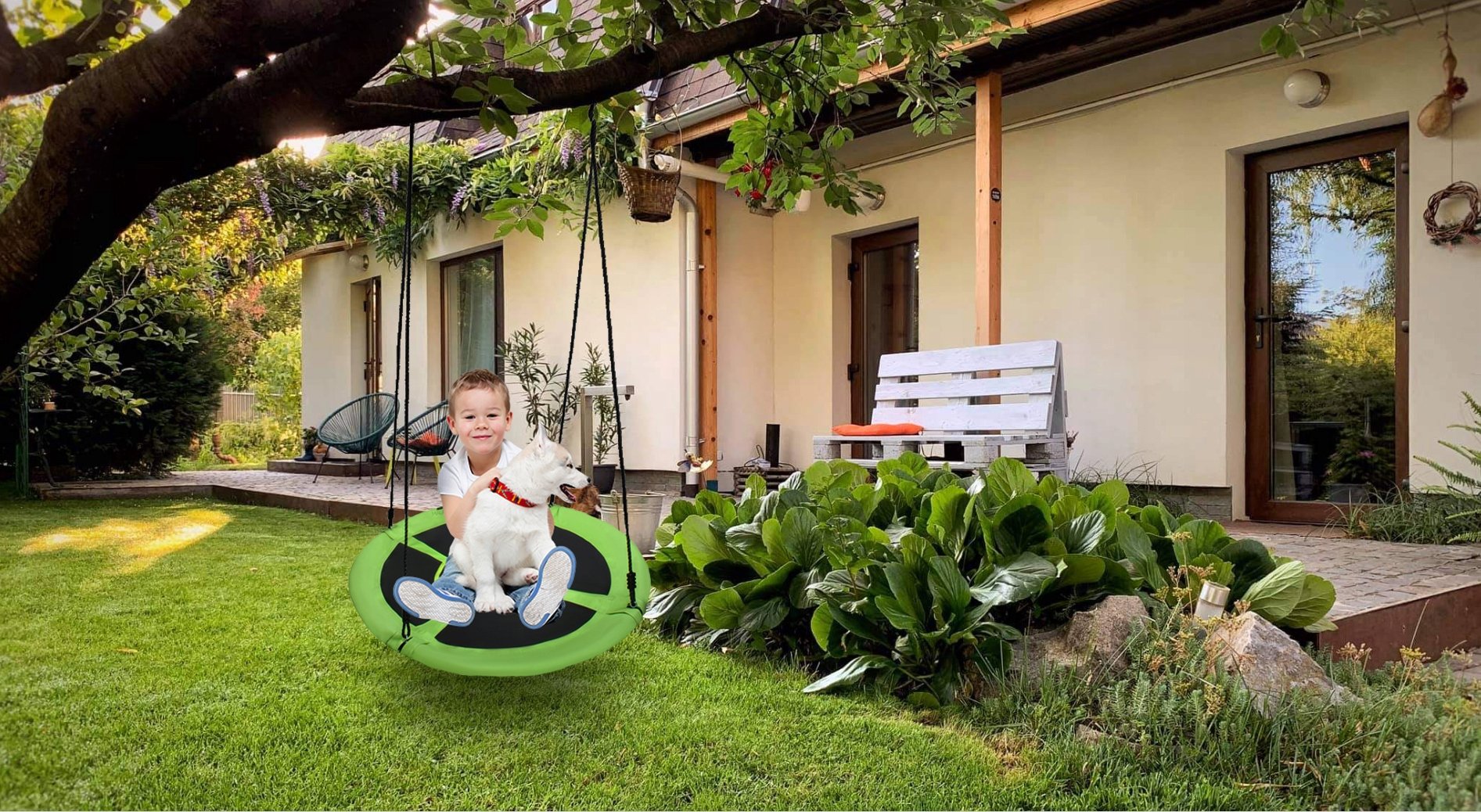 Huśtawka Bocianie Gniazdo Ogrodowa 120CM XXL – Idealna zabawa dla dzieci