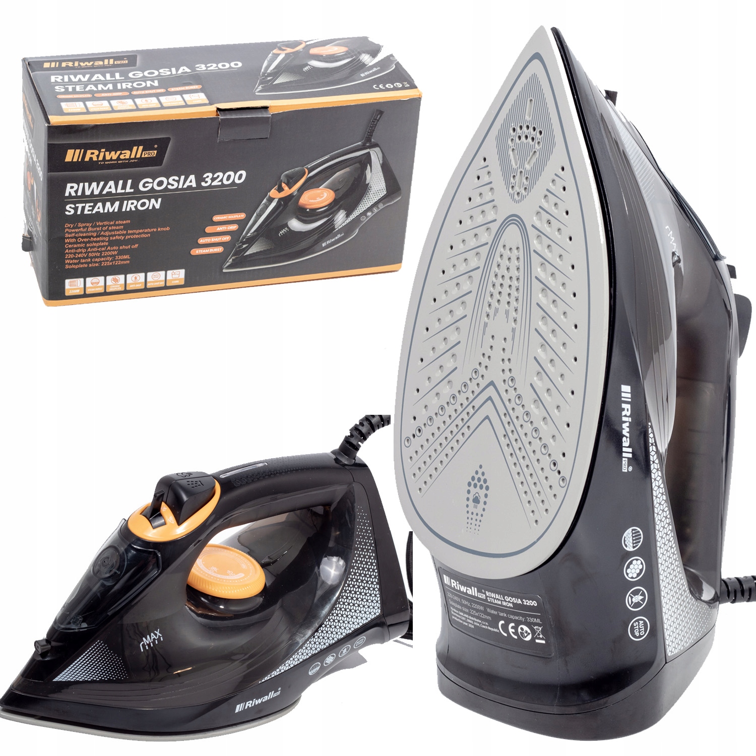 Żelazko Samoczyszczące Parowe Ceramiczna Powłoka Duża Moc Riwall