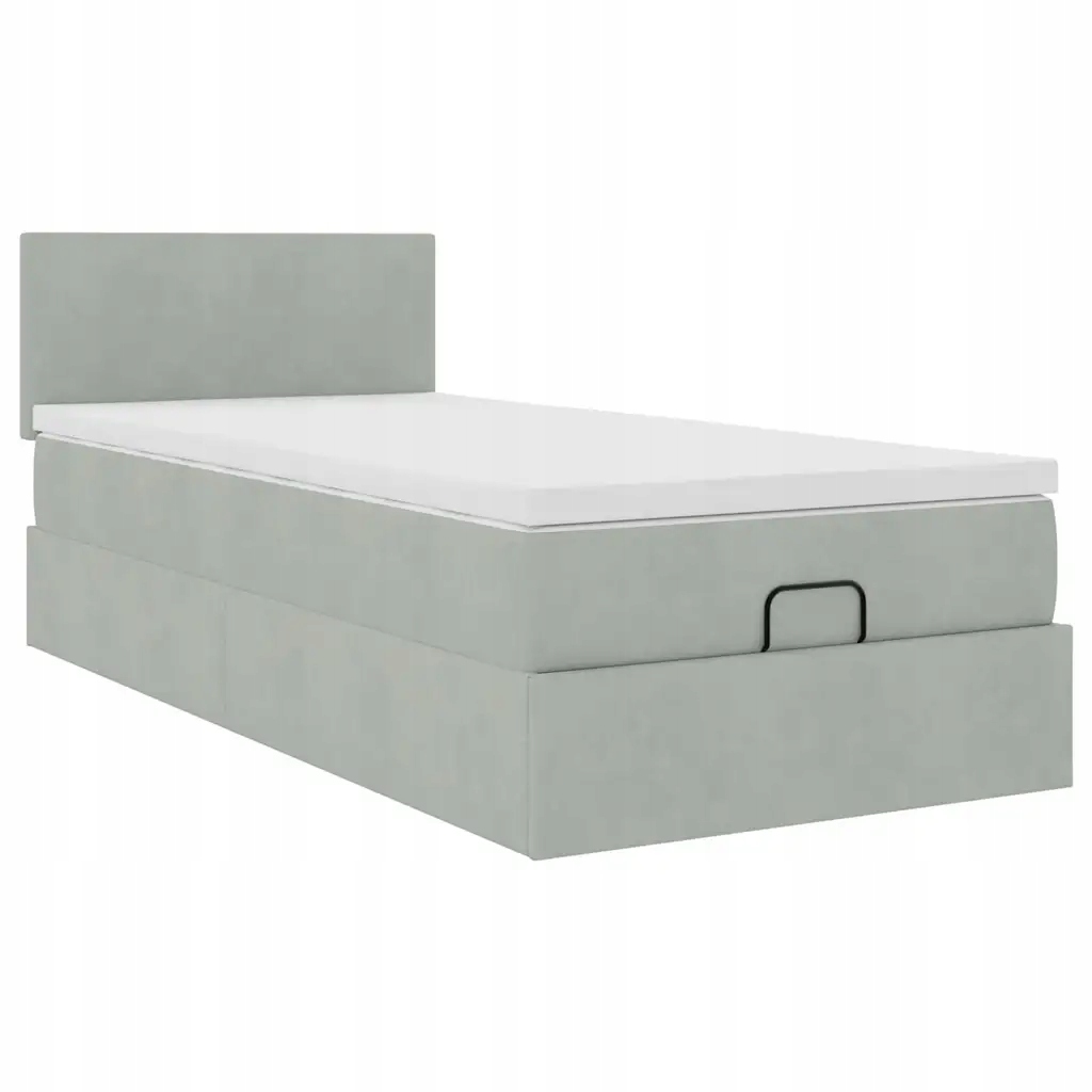 Rama łóżka otomana z materacem, szara, 80x200 cm – Komfort i styl w Twojej sypialni