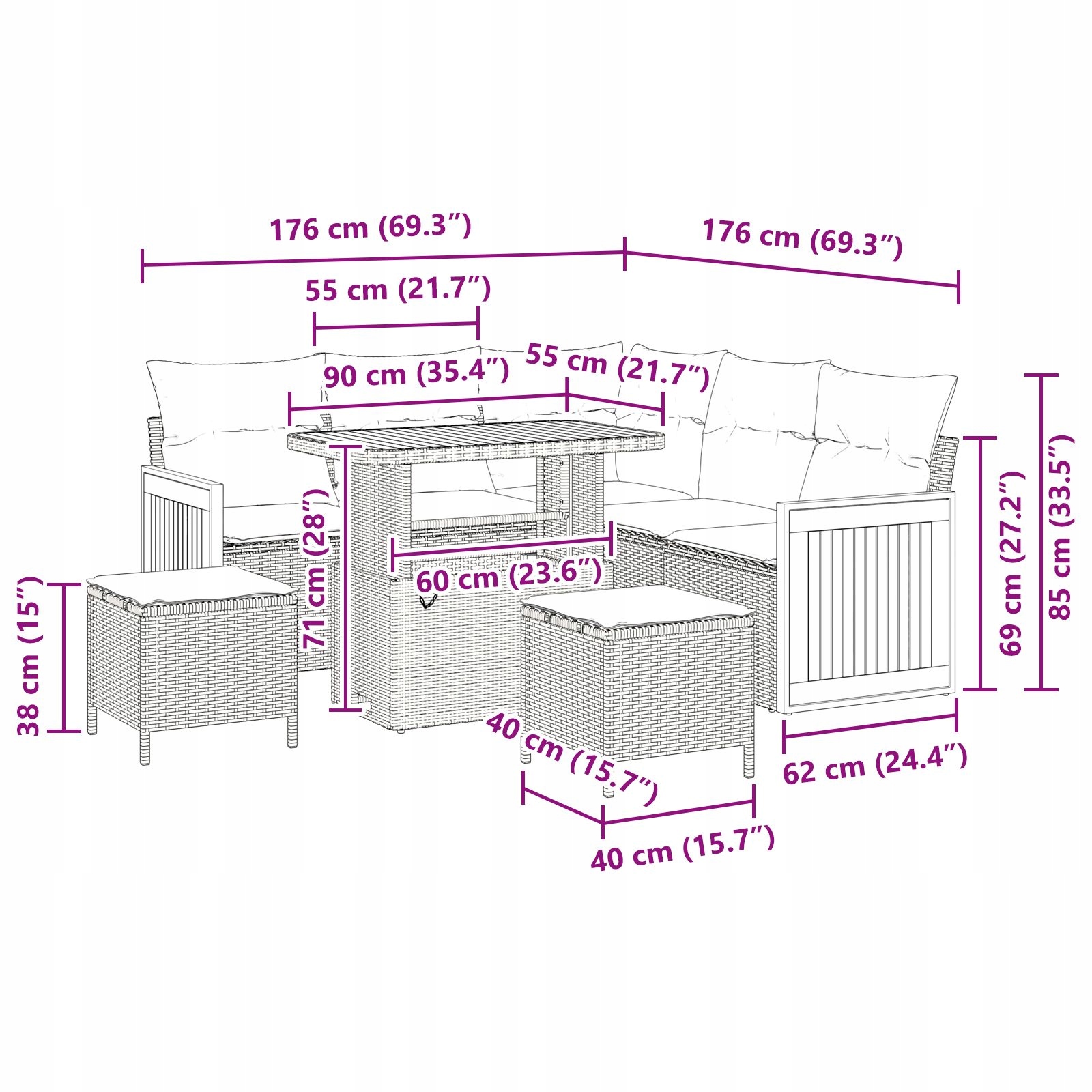 Odporny na UV – Materiał Poli Rattan dla Długotrwałego Użytkowania