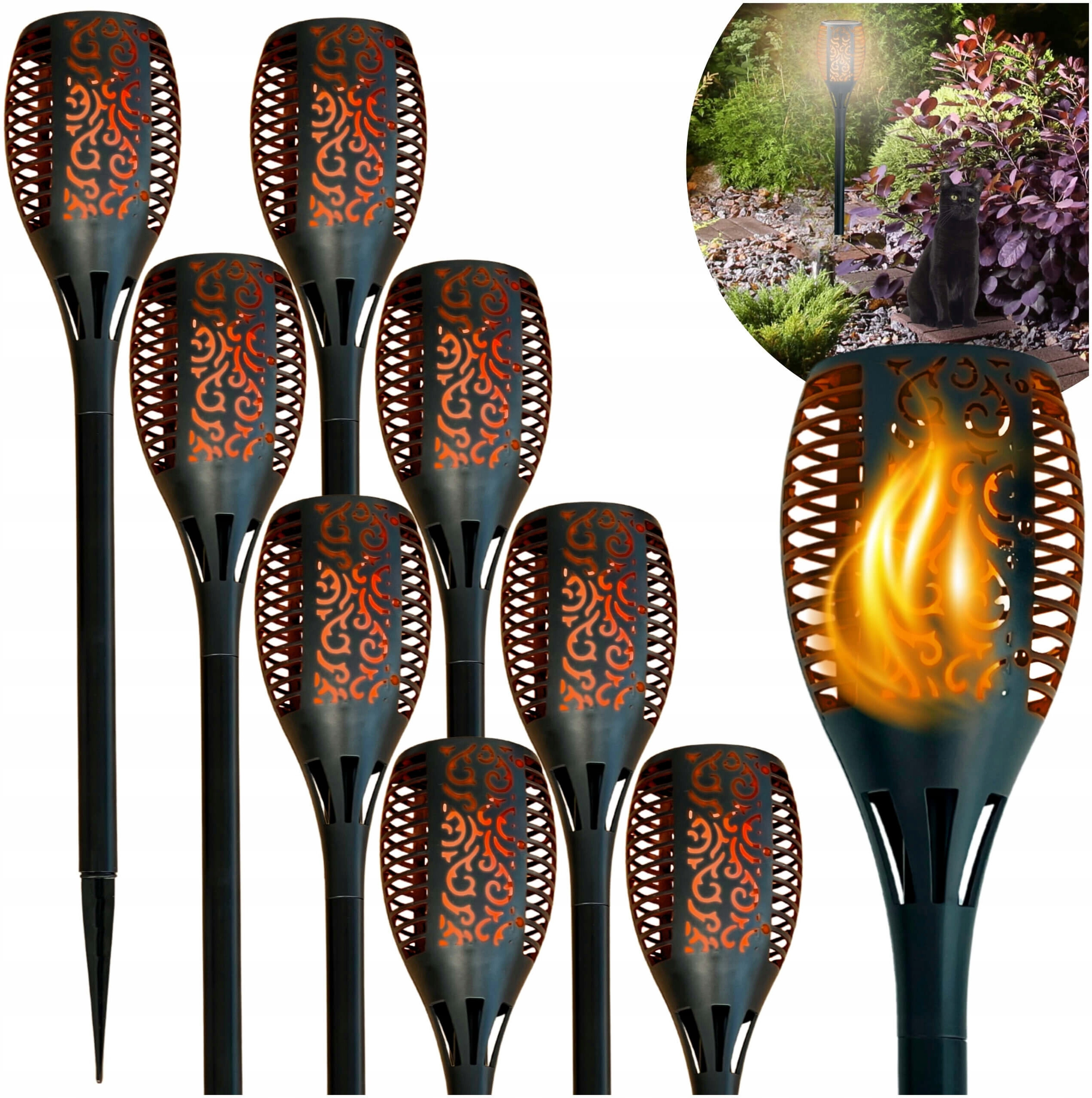 BLIXTAR Zestaw 8x Lampa Solarna Pochodnia 33 LED – Oświetlenie, które zachwyca