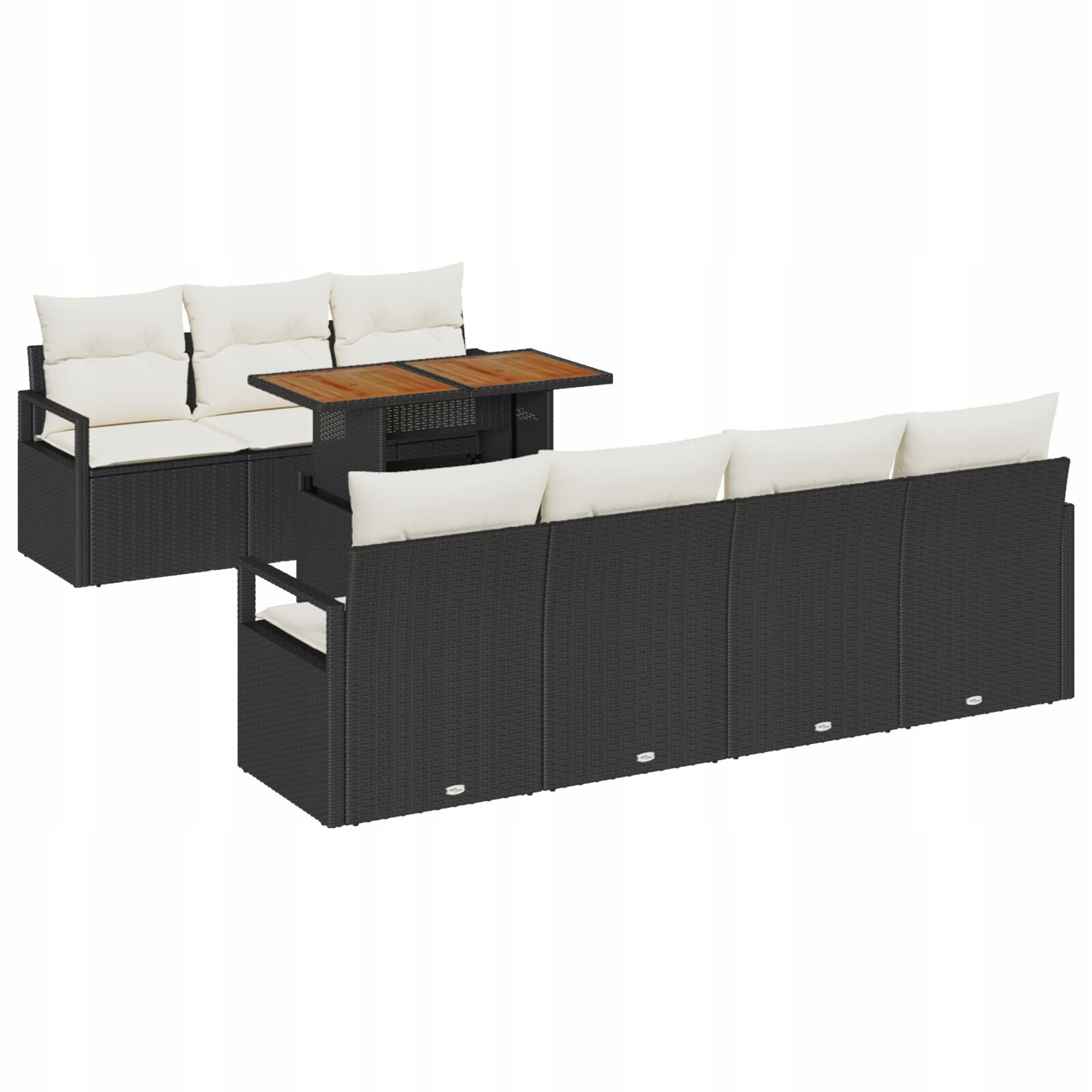 Zestaw 8-częściowy sofy ogrodowej z poduszkami Czarny z polirattanu