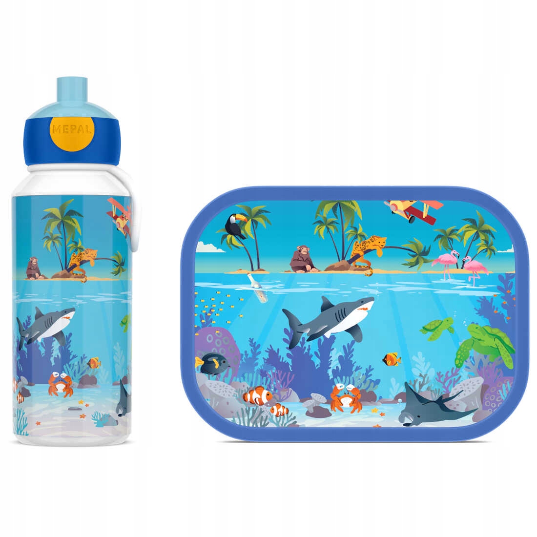Zestaw dziecięcy bidon i lunchbox Campus Tropical Ocean Mepal 750 ml
