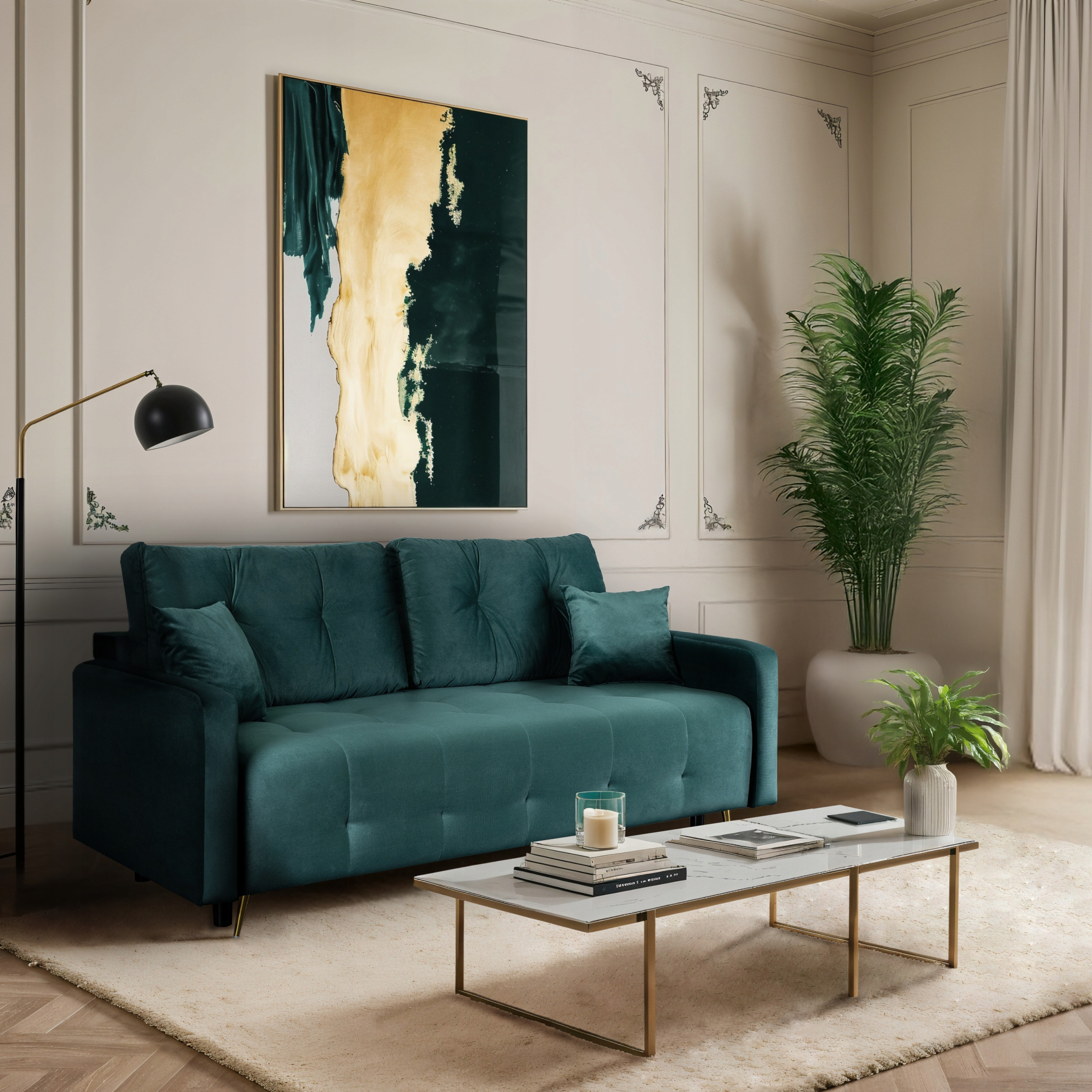 Wersalka Sofa Kanapa Rozkładana Z Funkcją Spania Dwuosobowa Zielona SEUL – Komfort i styl w Twoim domu