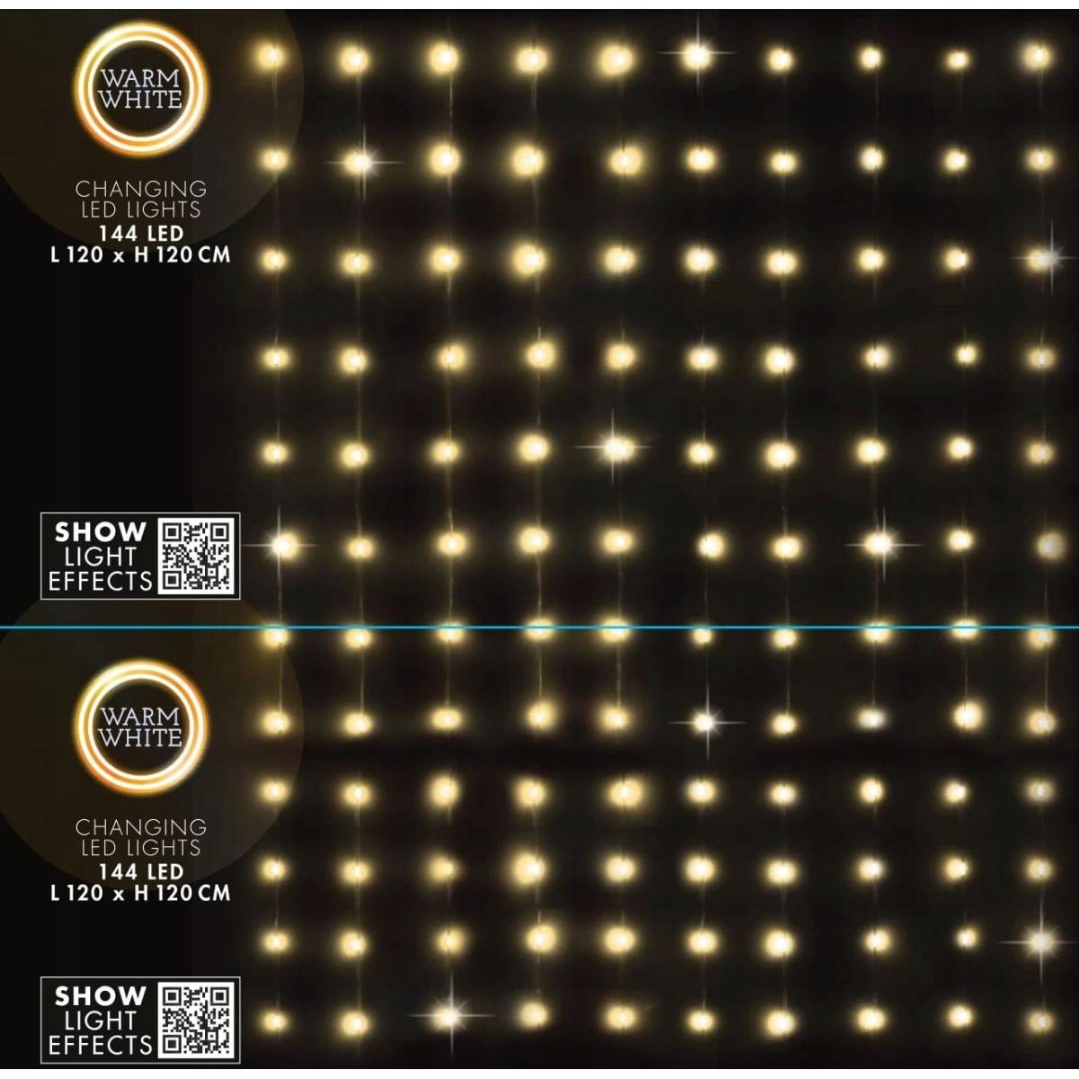 LAMPKI CHOINKOWE KURTYNA ŚWIETLNA ZEW/WEW 144 LED 120X120CM Z PILOTEM CIEPŁY BIAŁY – Stwórz magiczną atmosferę w swoim domu