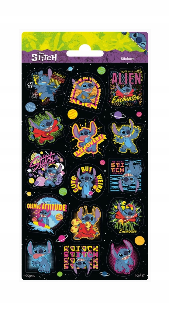 Naklejki brokatowe Stitch – Kolorowy świat Disneya