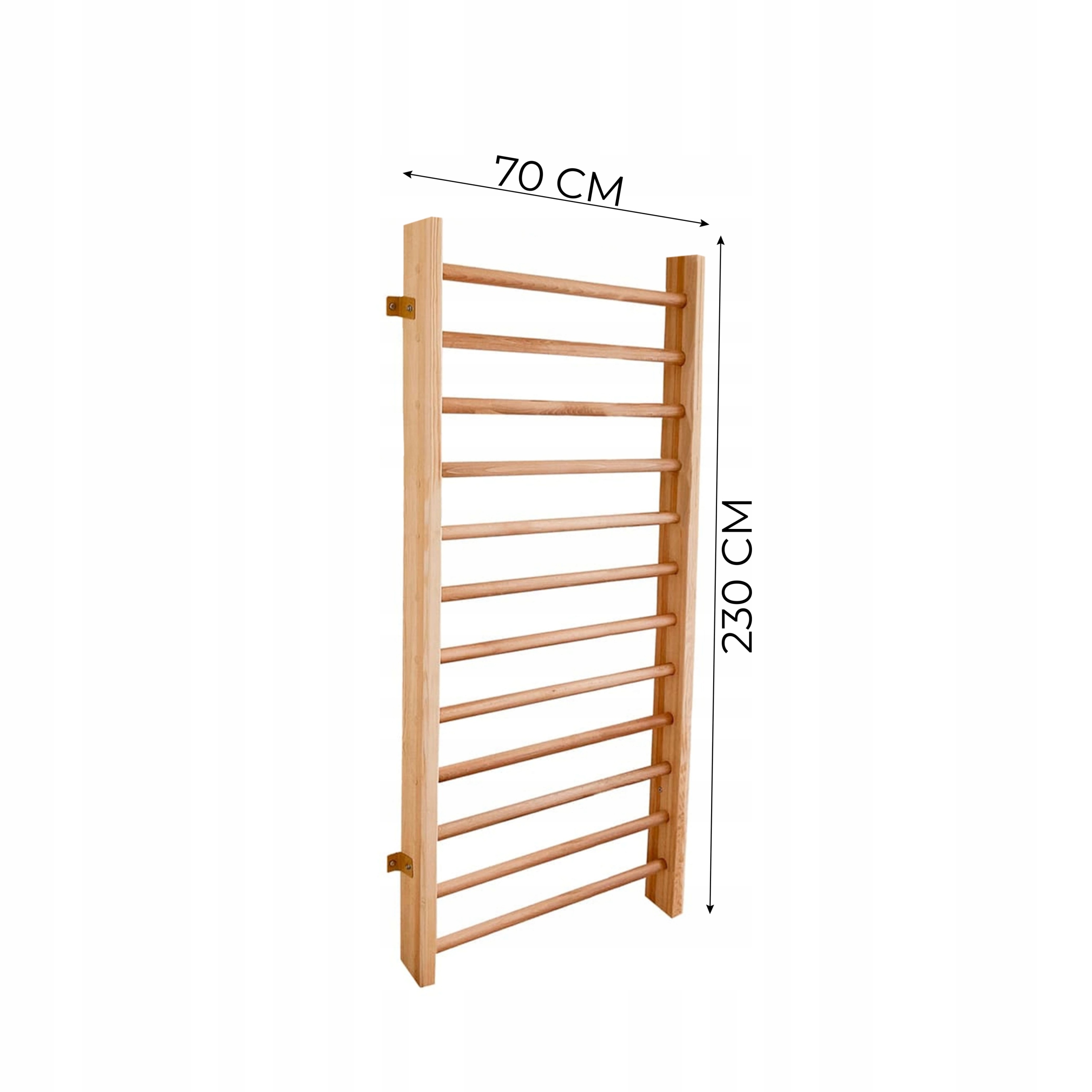 Wymiary drabinki: wysokość 230 cm i szerokość 70 cm