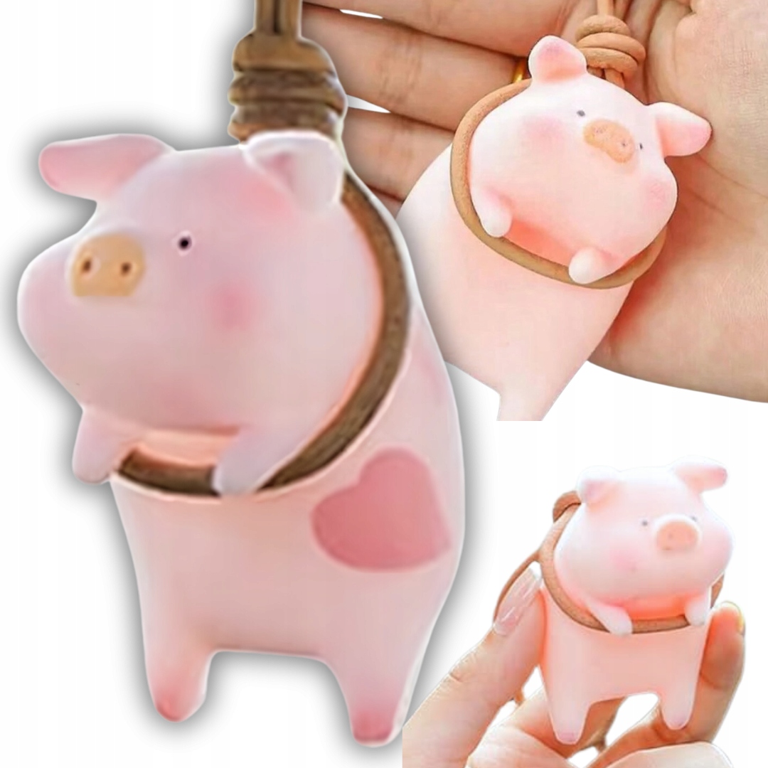 Zawieszka Ozdobna Świnka – Urokliwa dekoracja do auta, domu i biura