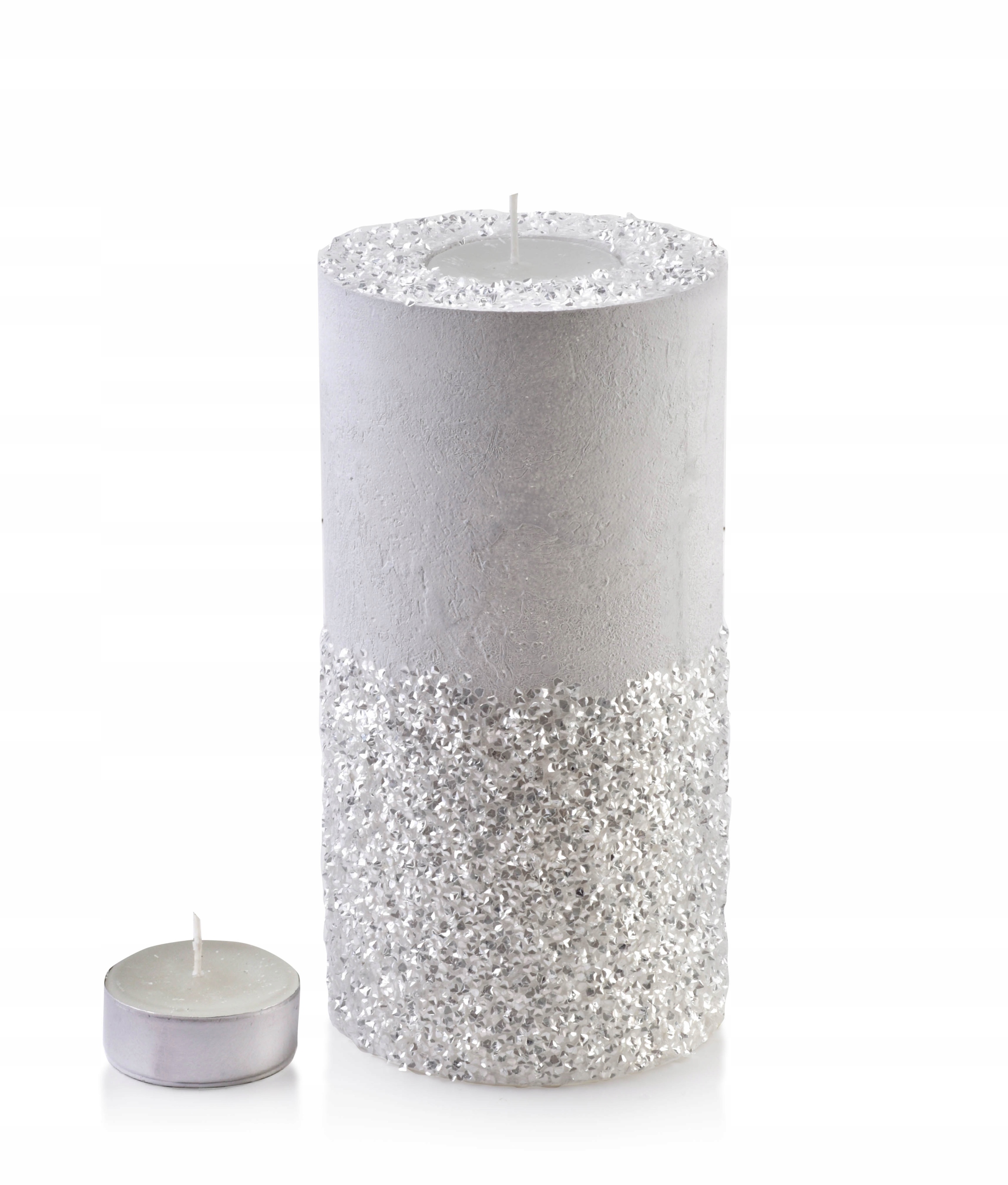 Świeca Lampion Walec 120x240 Diament Biały – Elegancja i styl w Twoim wnętrzu