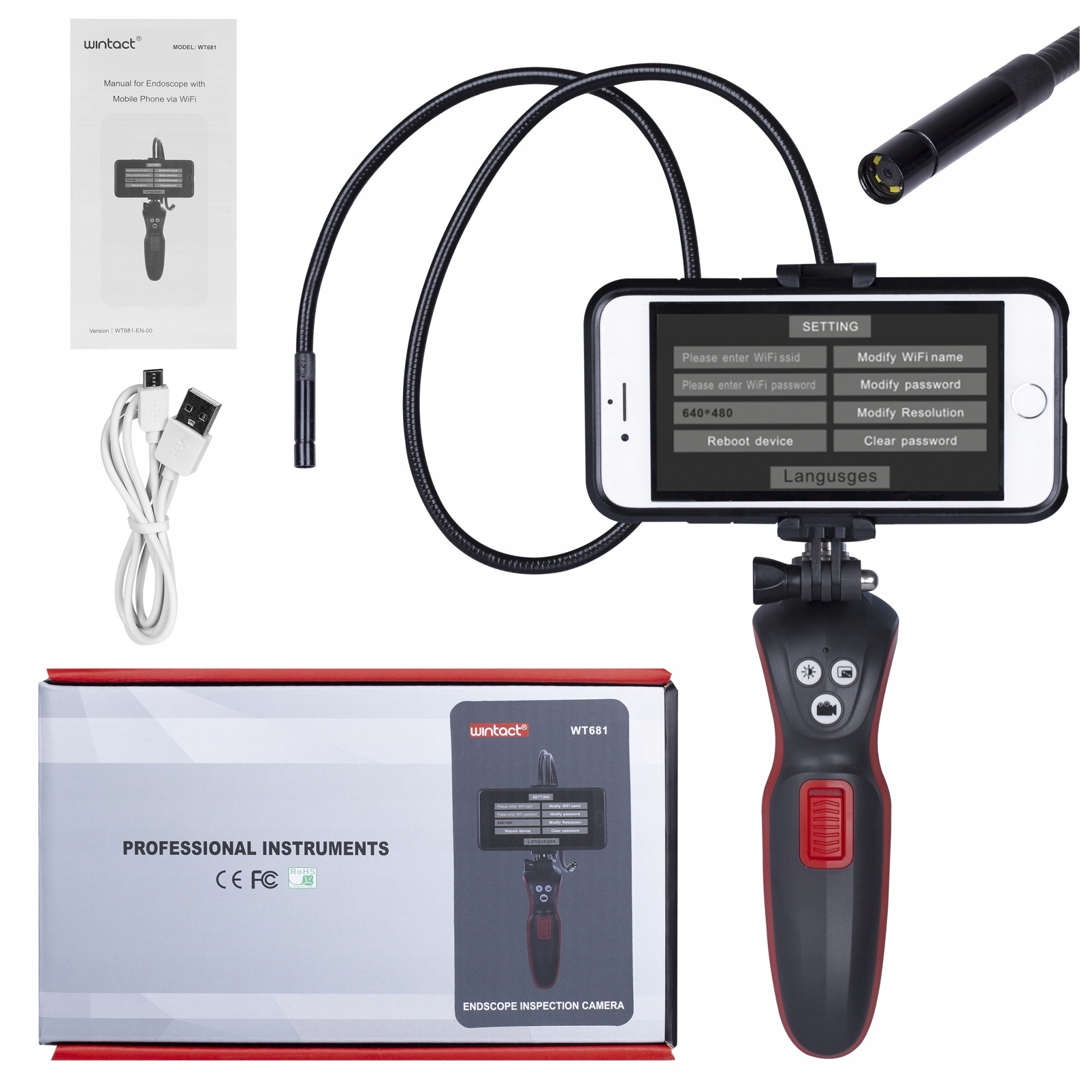 ENDOSKOP KAMERA INSPEKCYJNA 6LED WIFI USB IP67 FullHD 8,5mm – Idealne narzędzie do inspekcji