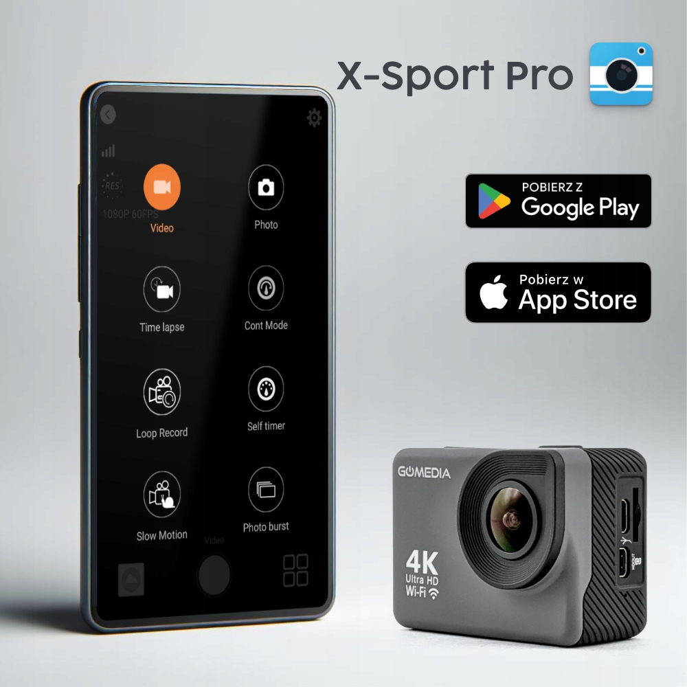 Funkcje Wi-Fi i aplikacja X-Sport Pro – Zdalne sterowanie i przeglądanie nagrań