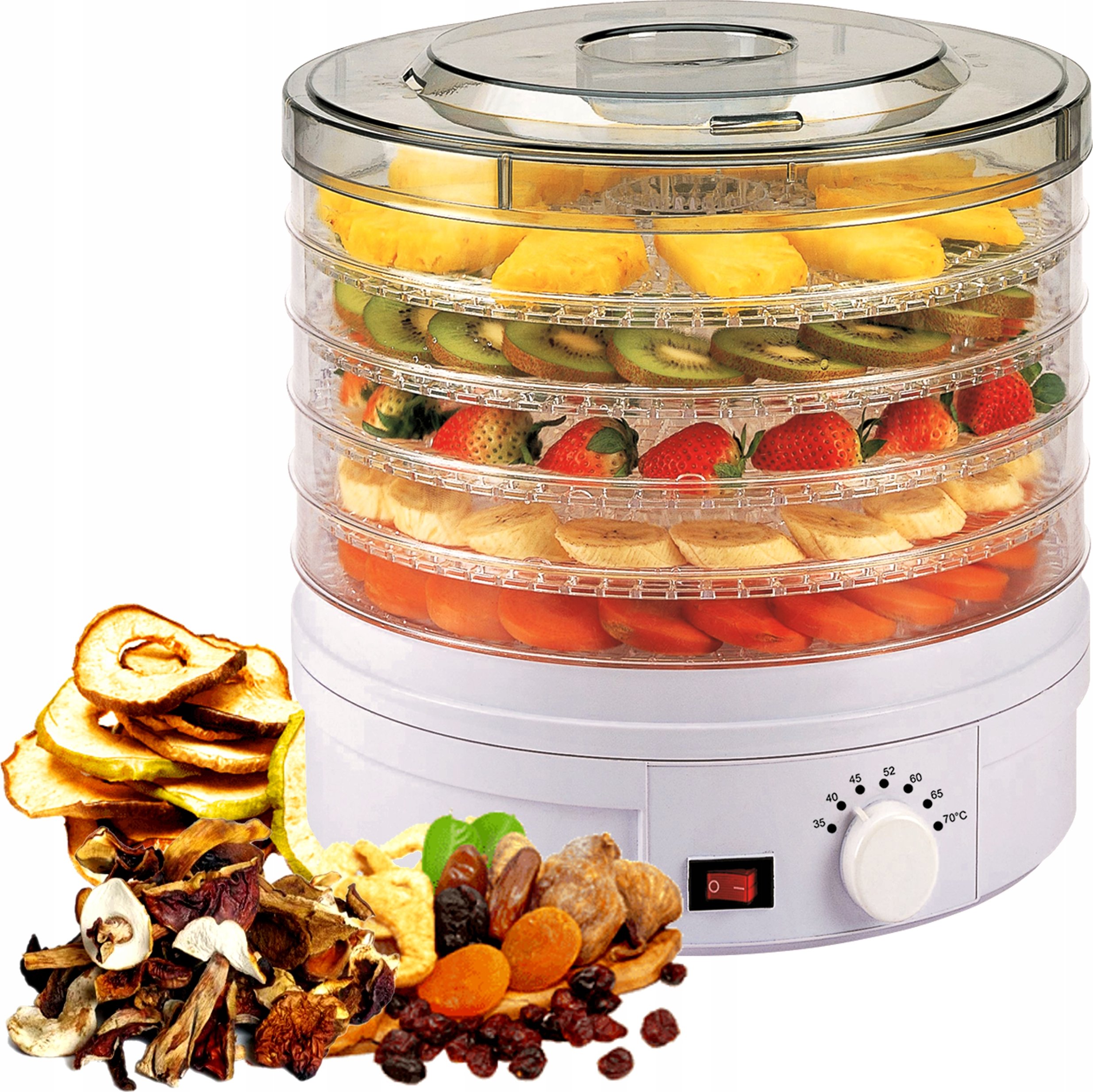 Duża pojemność – 5 sit o średnicy 38,5 cm