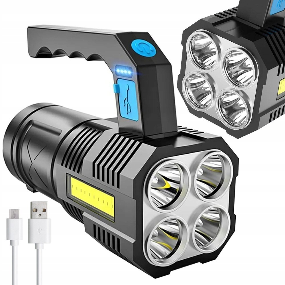 Latarka akumulatorowa szperacz biwakowa LED mocna wojskowa policyjna 2w1 – Idealne oświetlenie na każdą okazję