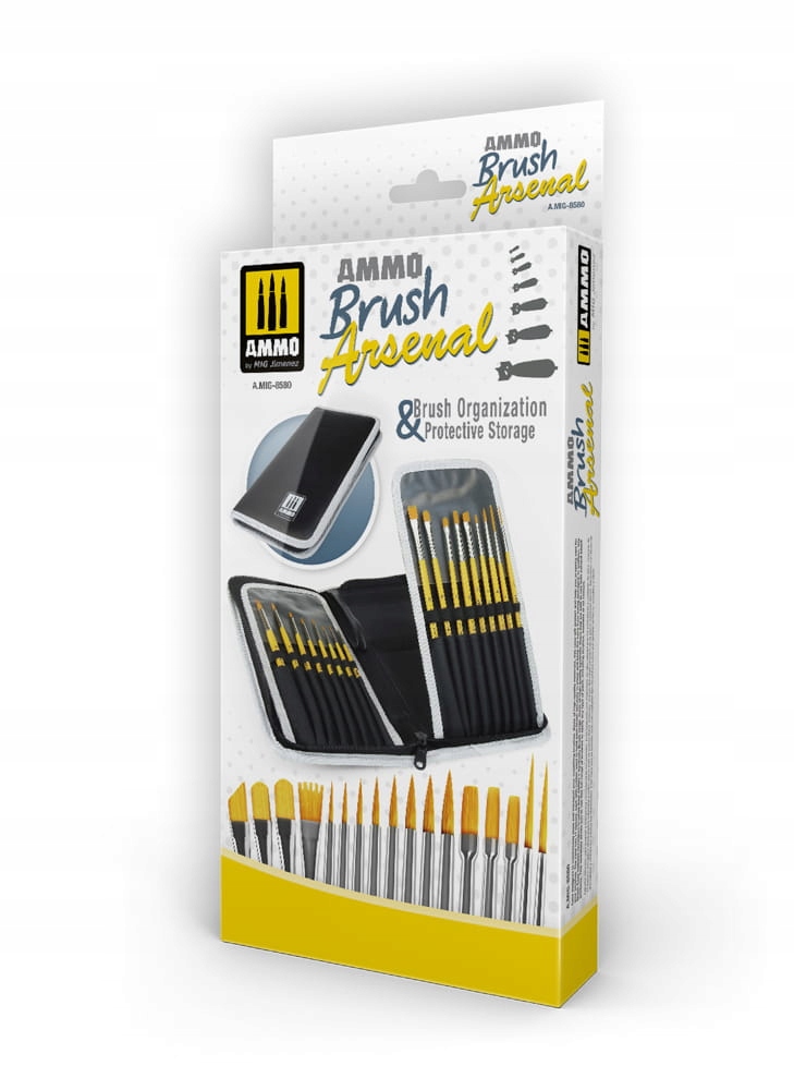 Ammo Ammo: Brush Arsenal – Zestaw pędzli do modelarstwa w poręcznym organizerze