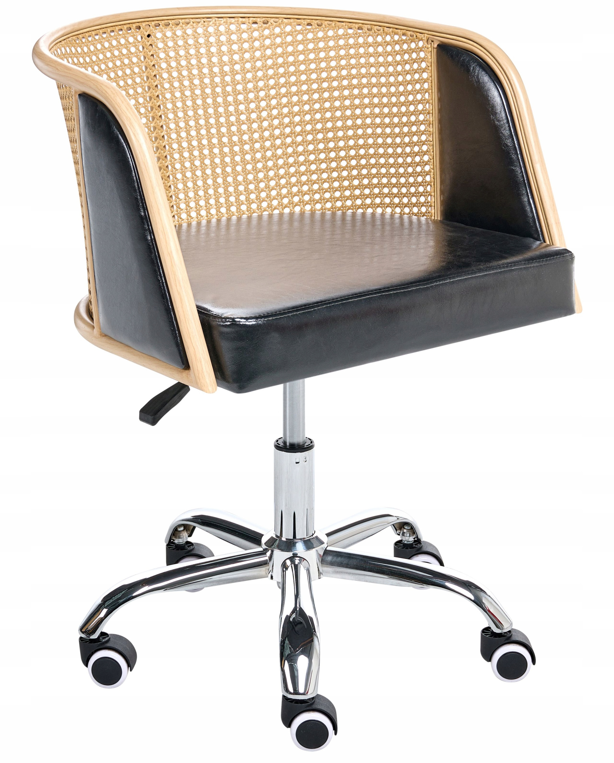 Krzesło obrotowe ELKHART Ekoskóra Czarny – Elegancja i komfort w Twoim biurze