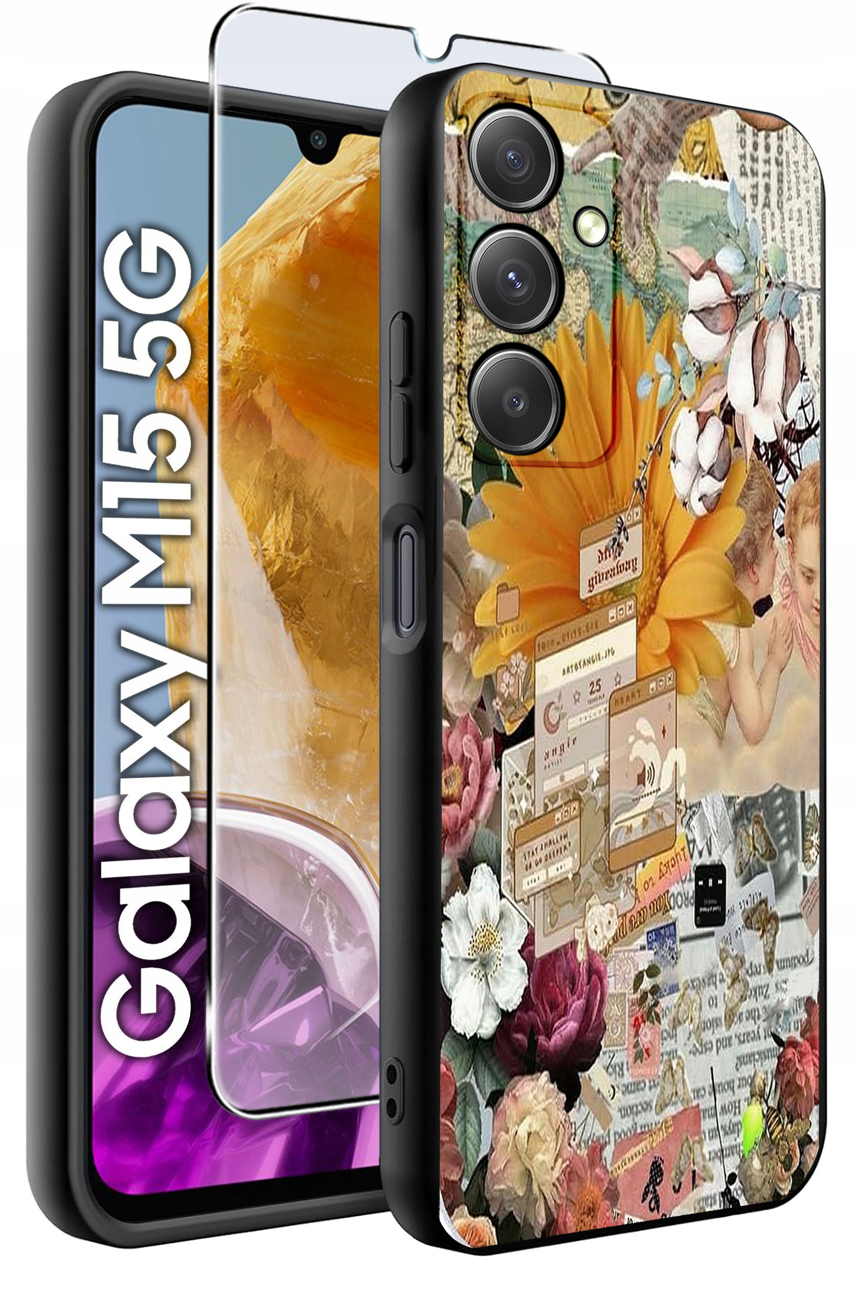 ETUI do Samsung M15 5G WZORY | SILIKONOWE MATT CASE + SZKŁO HARTOWANE 9H – Ochrona i styl w jednym