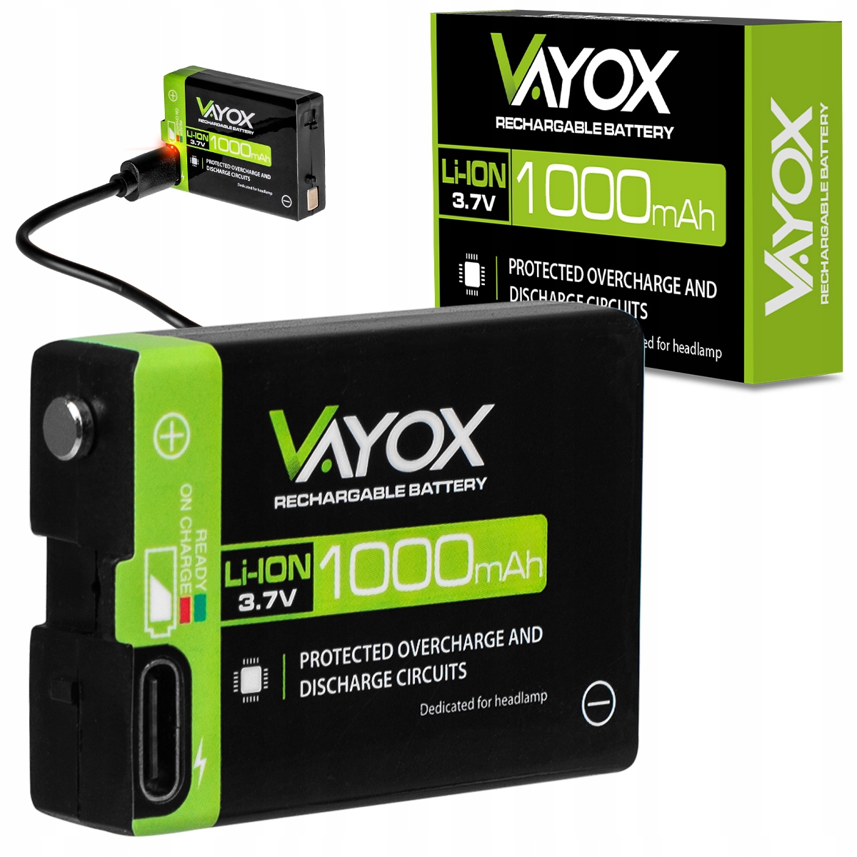 Akumulator Li-ion 3.7V 1000mAh do latarek czołowych VA0303 Vayox – Niezawodne źródło energii