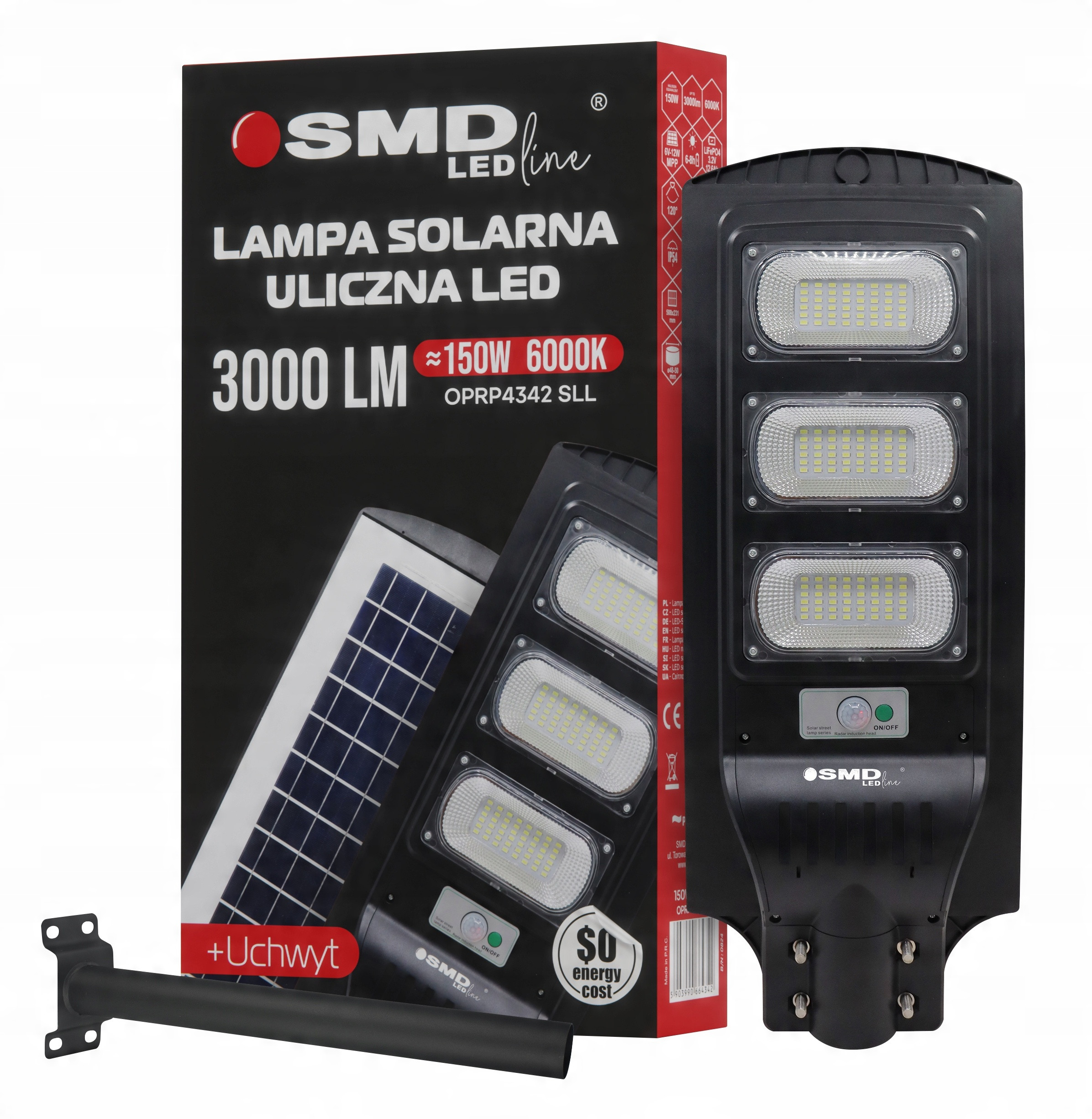 Lampa LED Uliczna Solarna 150W – Nowoczesne oświetlenie z czujnikiem ruchu