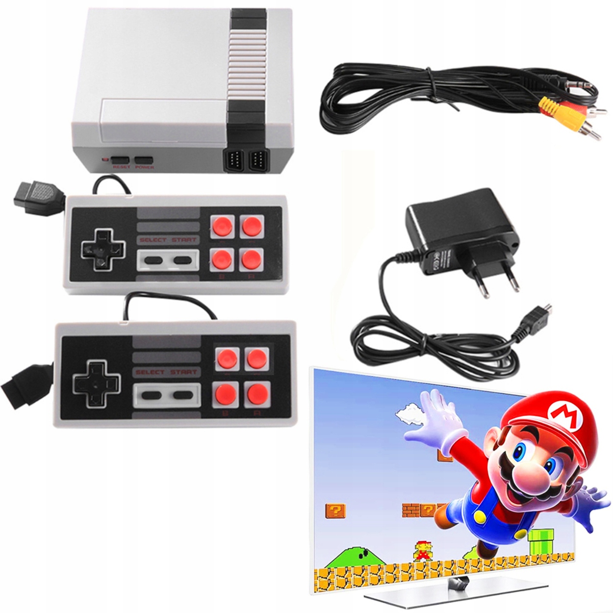 Zestaw zawiera: kontrolery, kabel video i zasilacz – Wszystko, czego potrzebujesz