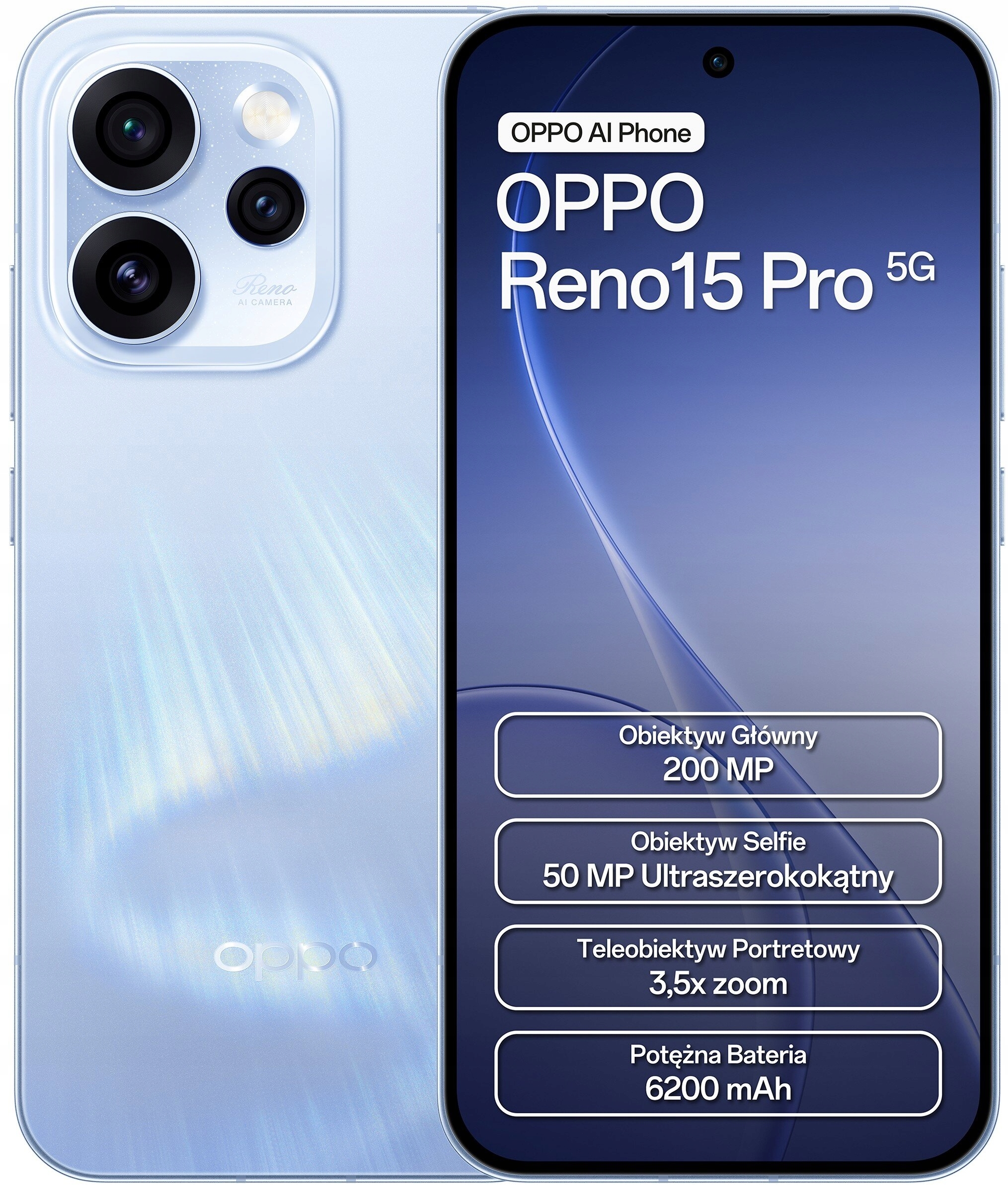 OPPO Reno 15 Pro 5G 12/512GB – Nowoczesny smartfon w kolorze niebieskim