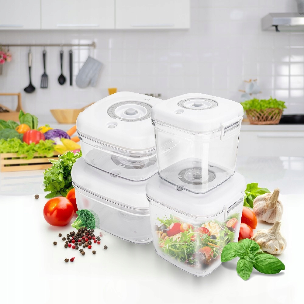 Zestaw Pojemników Hermetycznych Clever Kitchen Białe – Idealne do Przechowywania Żywności